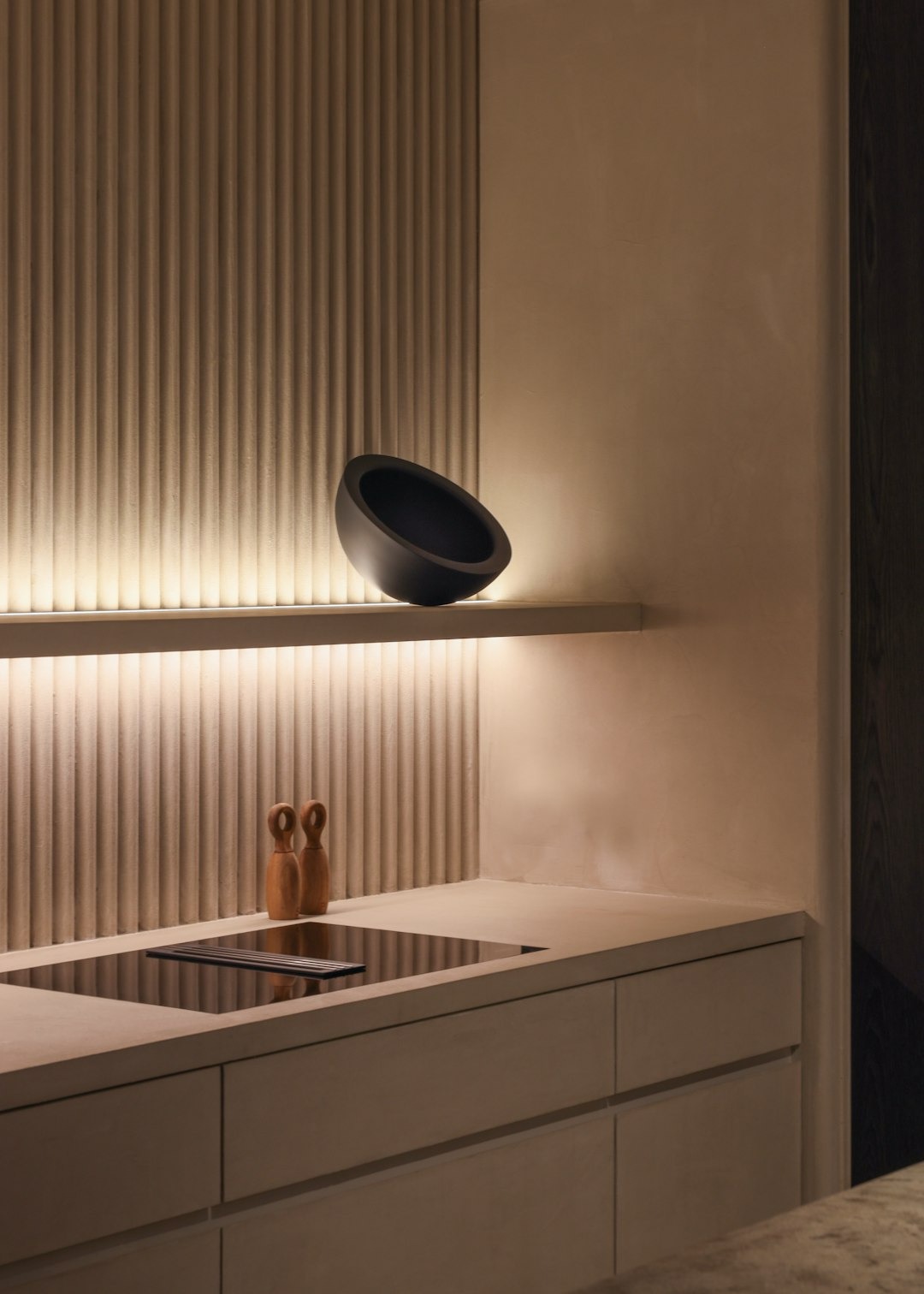 modern kitchen counter with decorative bowl